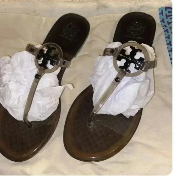 Mini Jelly Miller Tory Burch Smoke Grey 8 Authentic - Picture 2 of 9